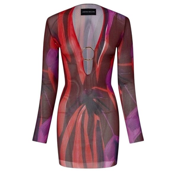 Louisa Ballou Helios Dress Size Large Resortwear Red Coverup Swim Party - Picture 2 of 9